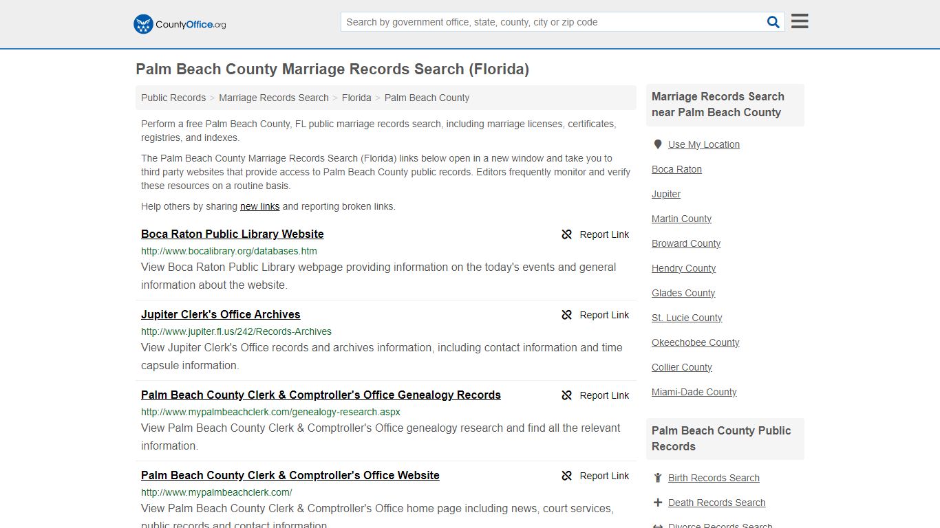 Palm Beach County Marriage Records Search (Florida)